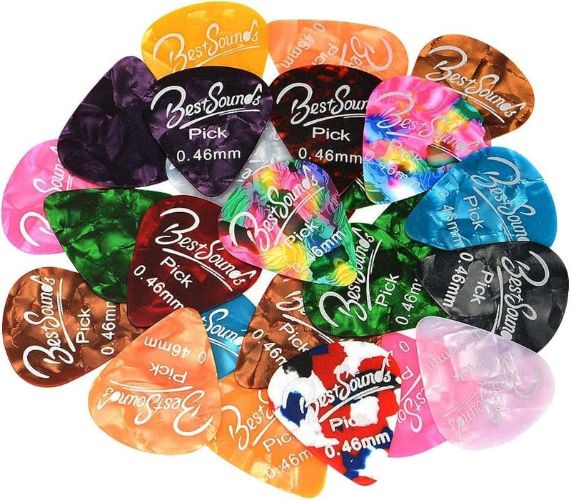 BestSounds 48 Packs Thin, Medium & Heavy Gauges Guitar Picks, Mixed Colorful Celluloid Picks for Acoustic Guitar, Bass and Electric Guitar - Image 1